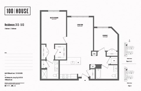 Floor plan for 2 beds, 2 baths, 1062 sqft